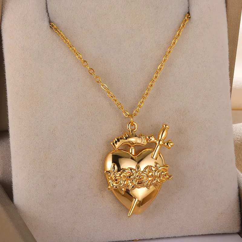 Gold Anti Tarnish Sacred Heart Neckpiece